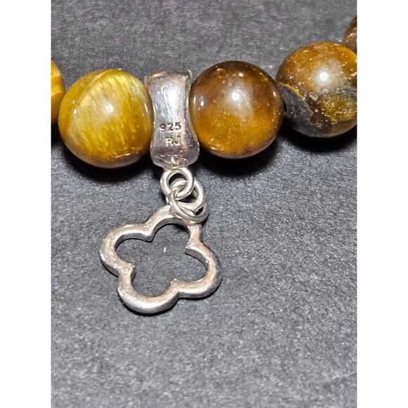 Sterling silver tiger's eye beaded bracelet - Picture 11 of 11